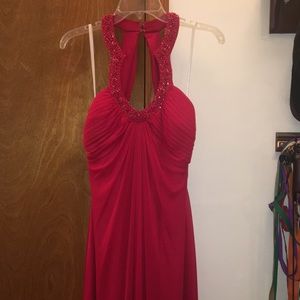 Red floor length dress